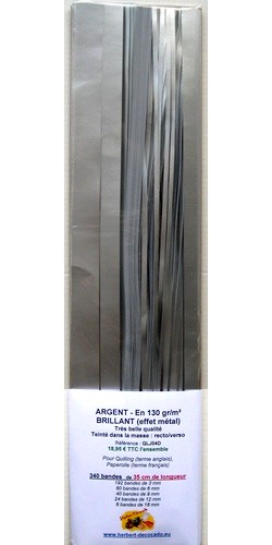 340 bandes ARGENT - BRILLANT Effet Métal Recto/Verso - 130 gr 